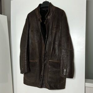 Gimo's Sz 56 Men’s Shearling Zip and Button Overcoat Jacket Made in Italy